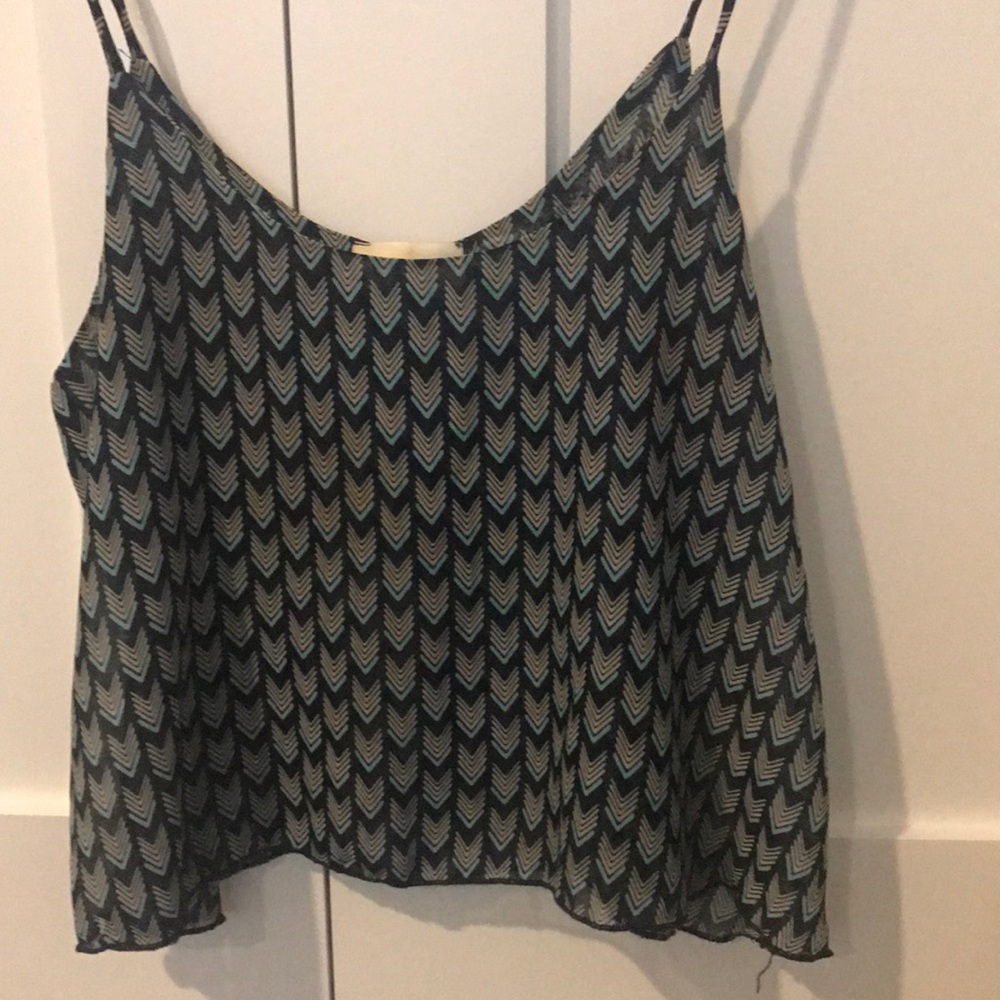 Poetry Navy Chevron Print Tank Top Medium